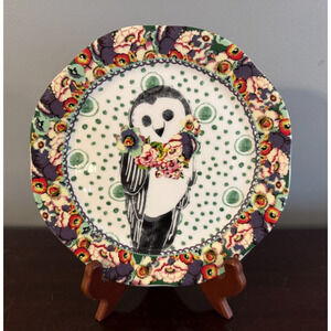 Anthropologie Owl Plate 8.5” Zoological Gardens Cottagecore Decor